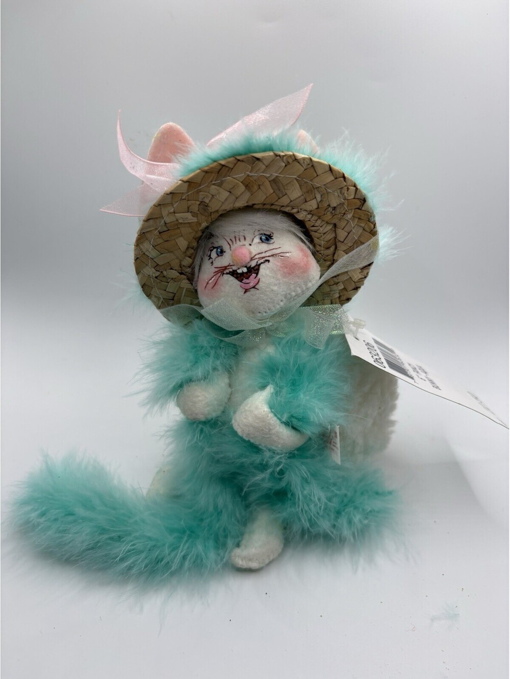 Annalee Mobilitee Dolls Bunny Rabbit Hat Blue Boa Easter 2006